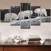 3 White Wolves 01 - Animal 5 Panel Canvas Art Wall Decor