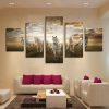 5 White Horse - Animal 5 Panel Canvas Art Wall Decor