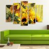 A Bouquet Of Sunflowers Summer - Nature 5 Panel Canvas Art Wall Decor