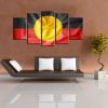 Aboriginal Flag - Abstract 5 Panel Canvas Art Wall Decor