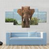 African Elephant In Addo Elephant Park - Animal 5 Panel Canvas Art Wall Decor