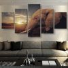 African Elephant Sunset - Animal 5 Panel Canvas Art Wall Decor