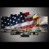 Agles American Flag 22 - Abstract 5 Panel Canvas Art Wall Decor