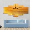 Airplane Flying Above City - Airplane 5 Panel Canvas Art Wall Decor