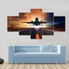Airplane Taking Off From A Runway - Airplane 5 Panel Canvas Art Wall Decor