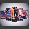 American Flag Donald Trump Tank Eagle - Army 5 Panel Canvas Art Wall Decor