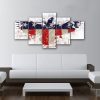 American Flag Eagle Splatter - Abstract 5 Panel Canvas Art Wall Decor