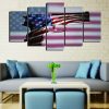 American Flag Gun 2Nd Amendment - Army 5 Panel Canvas Art Wall Decor