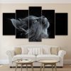 Animal Black Cat - Animal 5 Panel Canvas Art Wall Decor