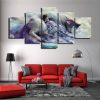 Animal Cat And Girl - Animal 5 Panel Canvas Art Wall Decor
