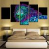 Animal Colorful Lion - Abstract Animal 5 Panel Canvas Art Wall Decor