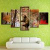 Animal Dog Bear Is In The Forest - Animal 5 Panel Canvas Art Wall Decor