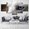Animal White Wolf Blue Eyes - Animal 5 Panel Canvas Art Wall Decor