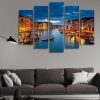 At Night Venice Italy 03 - Nature 5 Panel Canvas Art Wall Decor