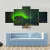 Aurora Borealis In Lapland - Nature 5 Panel Canvas Art Wall Decor