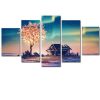 Aurora Hut Tree - Nature 5 Panel Canvas Art Wall Decor