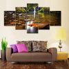 Autumn Leaf Falls - Nature 5 Panel Canvas Art Wall Decor