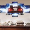 Back To The Future Delorean Outatime -Automative 5 Panel Canvas Art Wall Decor