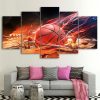 Basketball Energy Flame 01 - Sport 5 Panel Canvas Art Wall Decor