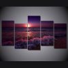 Beach Ocean Sea Sunset - Nature 5 Panel Canvas Art Wall Decor
