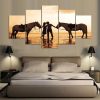 Beach Ride Horse - Nature 5 Panel Canvas Art Wall Decor