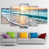 Beach Water And Sunset 2 - Nature 5 Panel Canvas Art Wall Decor
