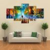 Beautiful Abstract Of Couple Walking In Park - Abstract 5 Panel Canvas Art Wall Decor