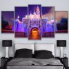 Beautiful Amusement Park Castle - Nature 5 Panel Canvas Art Wall Decor