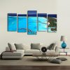 Beautiful Bora Bora Green Trees - Space 5 Panel Canvas Art Wall Decor
