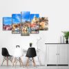 Beautiful Buildings Blue Sky White Cloud - Nature 5 Panel Canvas Art Wall Decor