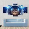 Beautiful Cat In Outer Space - Animal 5 Panel Canvas Art Wall Decor