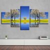 Beautiful Pear Flower Tree River - Nature 5 Panel Canvas Art Wall Decor