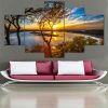 Beautiful Sunrise Natural Landscape 1 - Nature 5 Panel Canvas Art Wall Decor