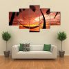 Beautiful Sunset With Palm Trees - Nature 5 Panel Canvas Art Wall Decor