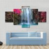 Beautiful Waterfall At Colorful - Nature 5 Panel Canvas Art Wall Decor