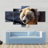 Big Grizzly Brown Bear Looking At Camera - Animal 5 Panel Canvas Art Wall Decor