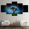 Big Tree Moon Night Scene - Nature 5 Panel Canvas Art Wall Decor