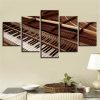 Black And White Piano Keys 01 - Music 5 Panel Canvas Art Wall Decor