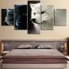 Black And White Wolf 3 -Animal 5 Panel Canvas Art Wall Decor