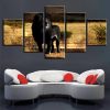 Black Lion 02 - Animal 5 Panel Canvas Art Wall Decor