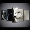 Black & White Wolves - Animal 5 Panel Canvas Art Wall Decor