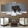 Black Wolf - Animal 5 Panel Canvas Art Wall Decor