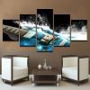 Blue Electric Guitar - Music 5 Panel Canvas Art Wall Decor