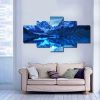 Blue Ice Lake And Snow Mountain - Nature 5 Panel Canvas Art Wall Decor