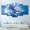 Blue Marlin Master Angler - Animal 5 Panel Canvas Art Wall Decor