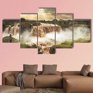 Blue Nile Falls In Ethiopia - Nature 5 Panel Canvas Art Wall Decor