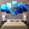Blue Owl - Animal 5 Panel Canvas Art Wall Decor