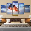 Blue Sky American Flag - Abstract 5 Panel Canvas Art Wall Decor