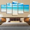 Blue Sky Sea Waves Beach - Space 5 Panel Canvas Art Wall Decor