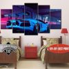 Blue Sport Nissan Car - Automative 5 Panel Canvas Art Wall Decor